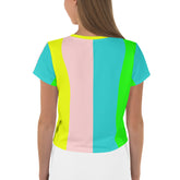 Model wearing the Verdant Vinyasa Women's Crop Tee during a yoga pose.